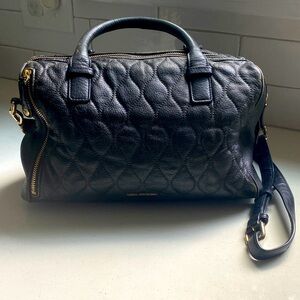 Vera Bradley Black Quilted Leather Crossbody Tote Satchel Removable Strap